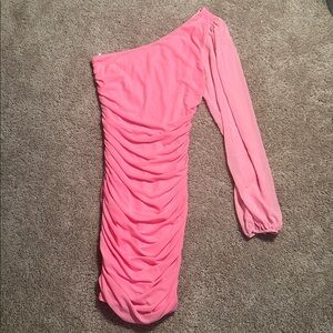 Elegant Pink One-Shoulder Mini Dress. BRAND NEW!